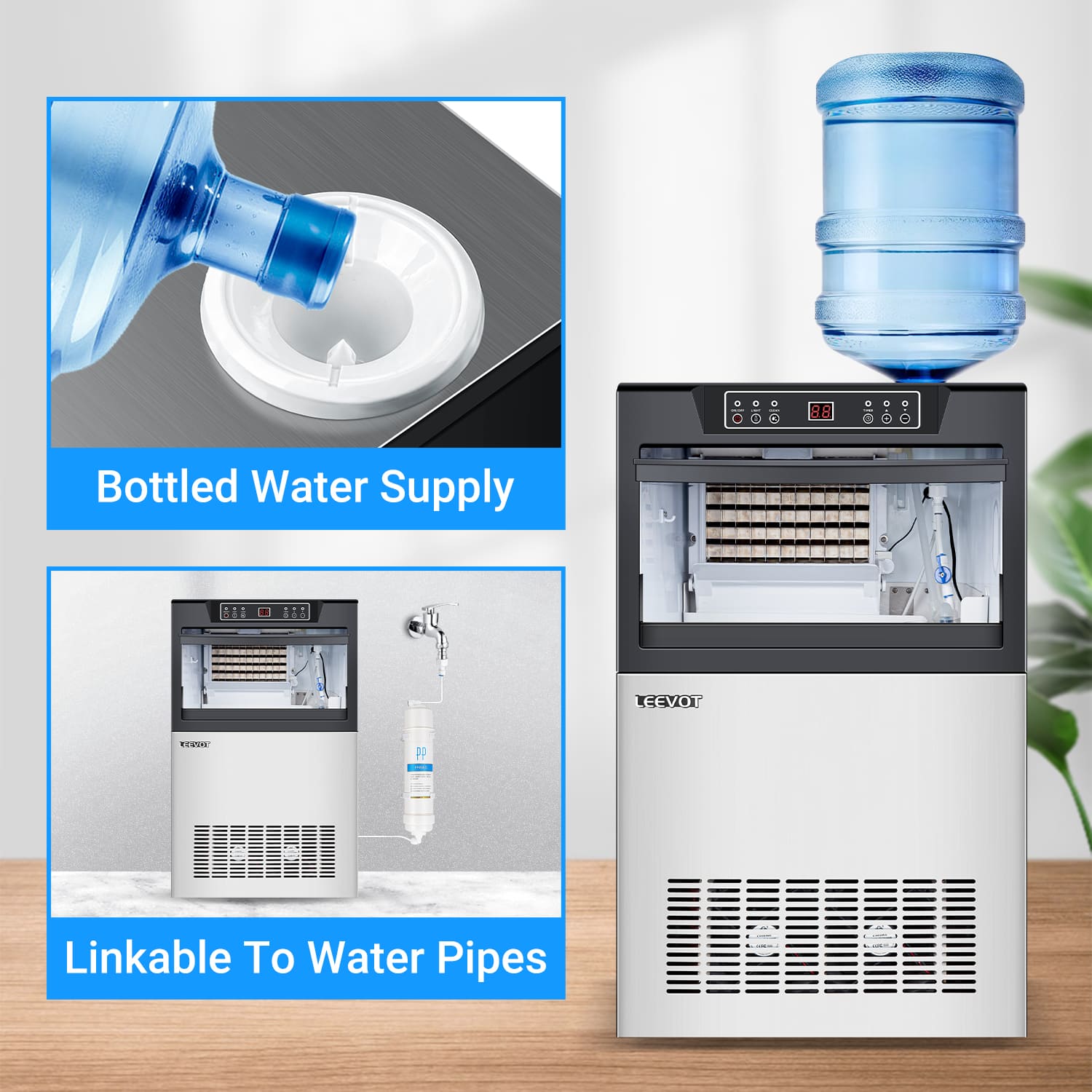 Leevot CIM-780F Undercounter Ice Maker - Commercial Grade, Air Cooled, Perfect for Bars, Offices, and Coffee Shops