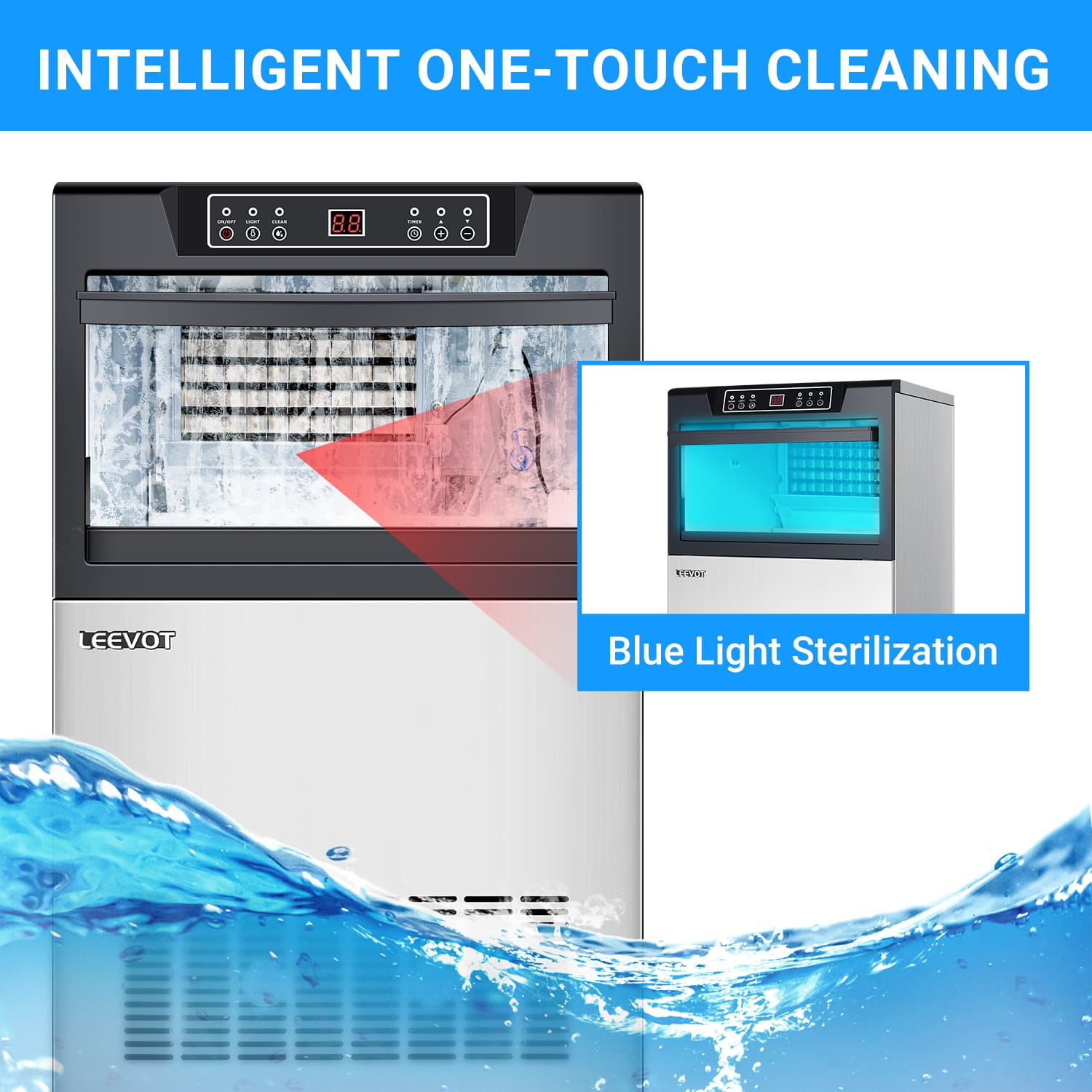 Leevot CIM-780F Undercounter Ice Maker - Commercial Grade, Air Cooled, Perfect for Bars, Offices, and Coffee Shops