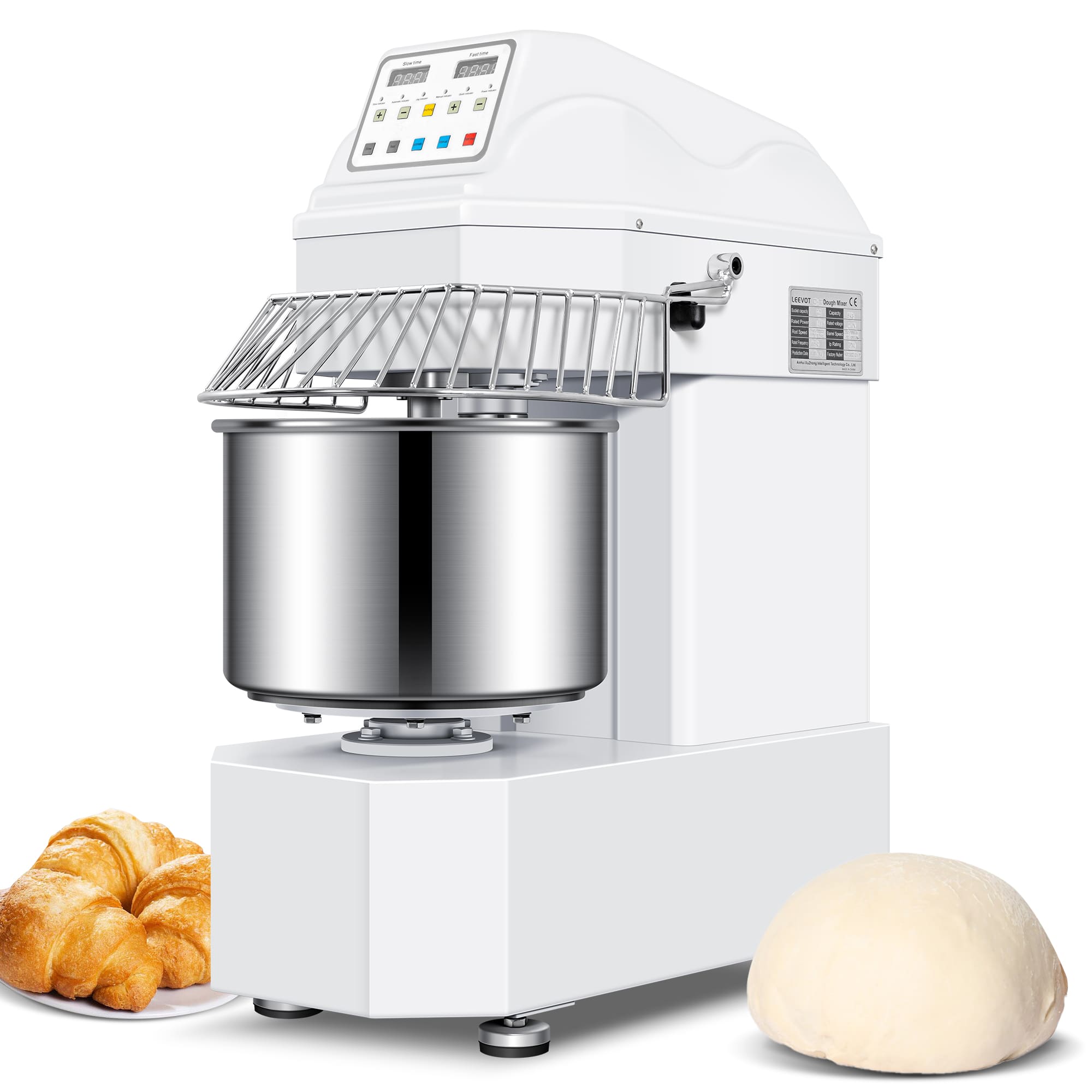 Commercial 30L Spiral Dough Mixer with 2-Speed Motor and Auto-Stop Safety Feature – Ideal for Pizza, Bread, and Cookie Dough
