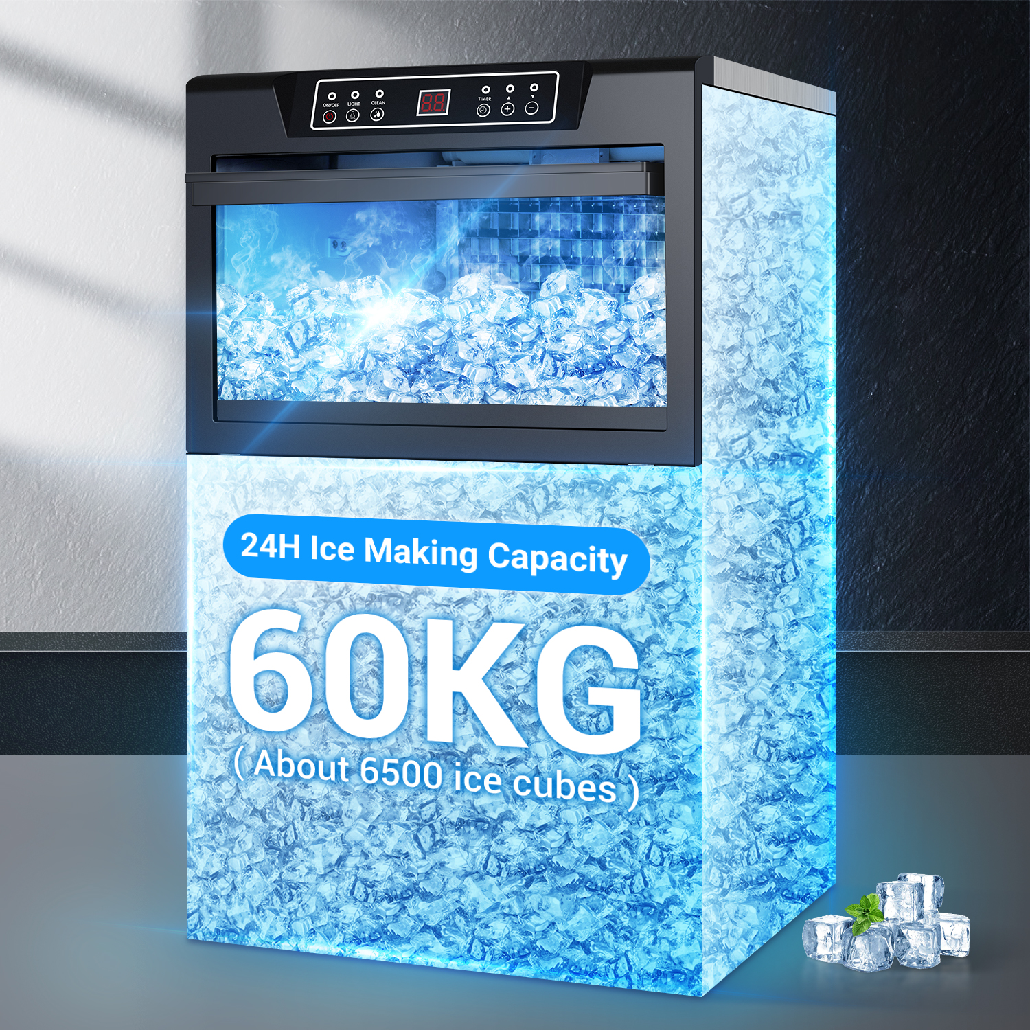 Leevot CIM-780F Undercounter Ice Maker - Commercial Grade, Air Cooled, Perfect for Bars, Offices, and Coffee Shops