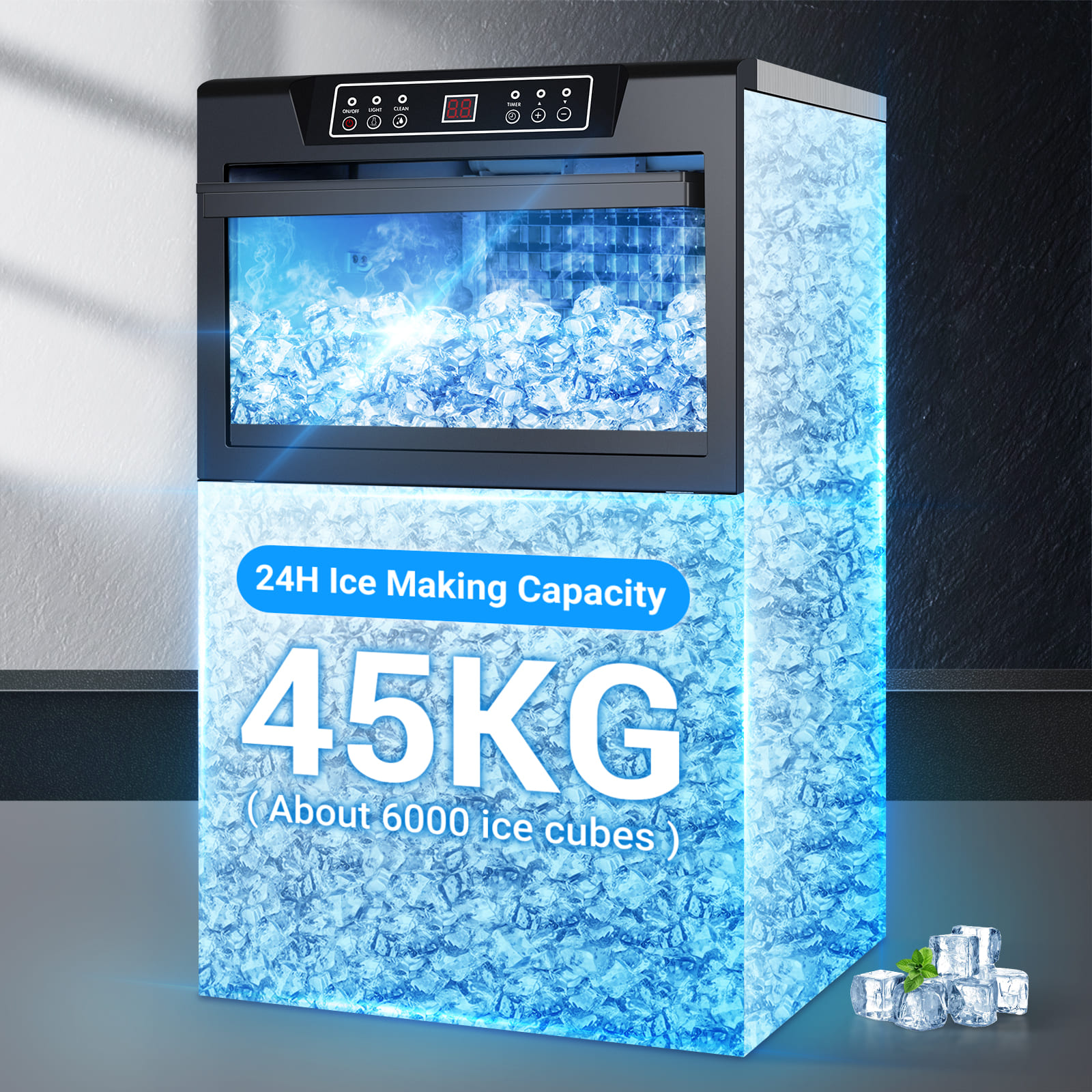 Leevot CIM-550F Undercounter Ice Maker - Commercial Grade, Air Cooled, Perfect for Bars, Offices, and Coffee Shops