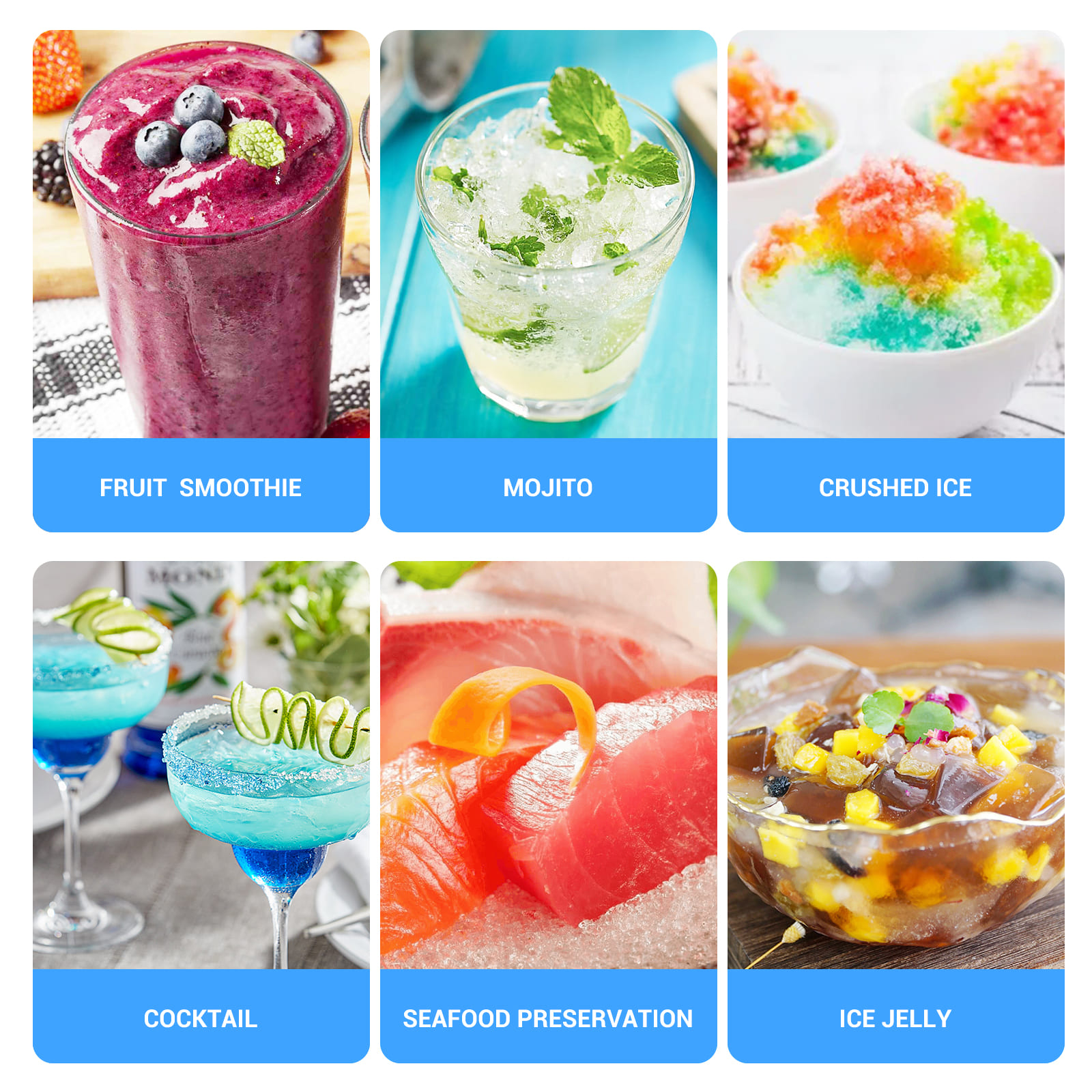 LEEVOT High-Capacity Snow Cone Machine - Ice Crusher 85 kg/h with 2200 RPM Motor, Advanced Safety, and Sturdy Stainless Steel Design