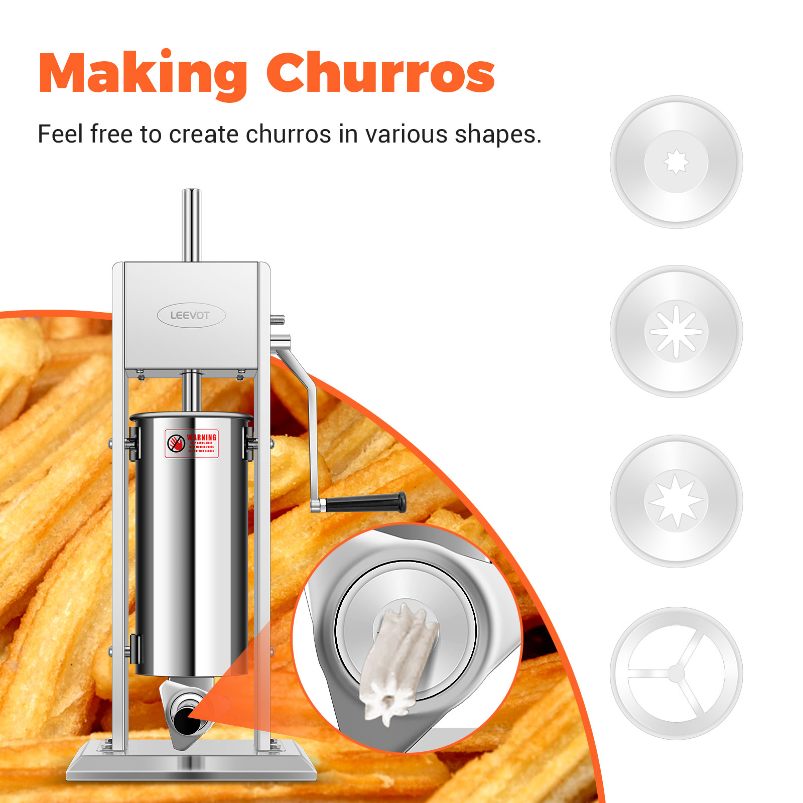 Leevot 5 Liters Vertical Manual Sausage Stuffer - Stainless Steel, 2 Speeds, 4 Filling Tubes