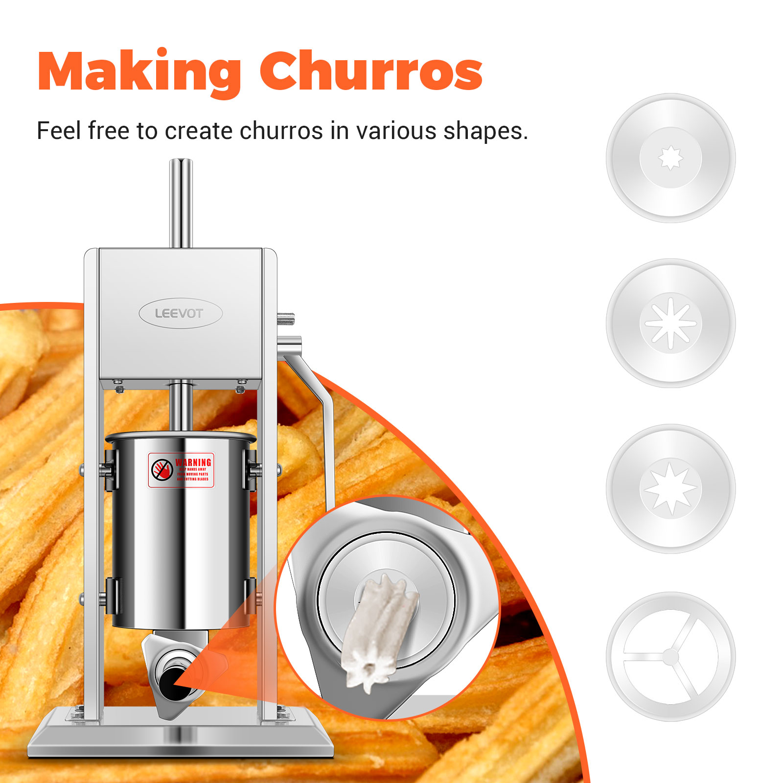 Leevot 3 Liters Vertical Manual Sausage Stuffer - Stainless Steel, 2 Speeds, 4 Filling Tubes