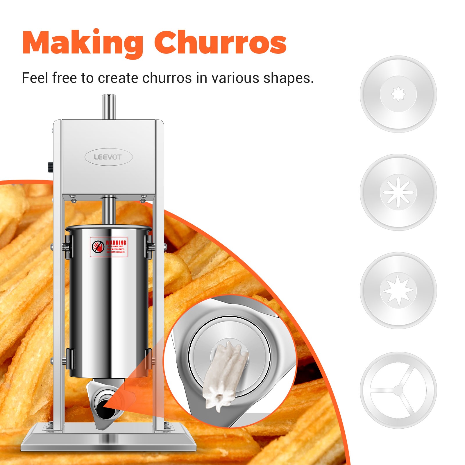 Leevot Electric Sausage Stuffer, 9 Speeds, 15L, Vertical, Stainless Steel with 4 Tubes, Home and Commercial Use