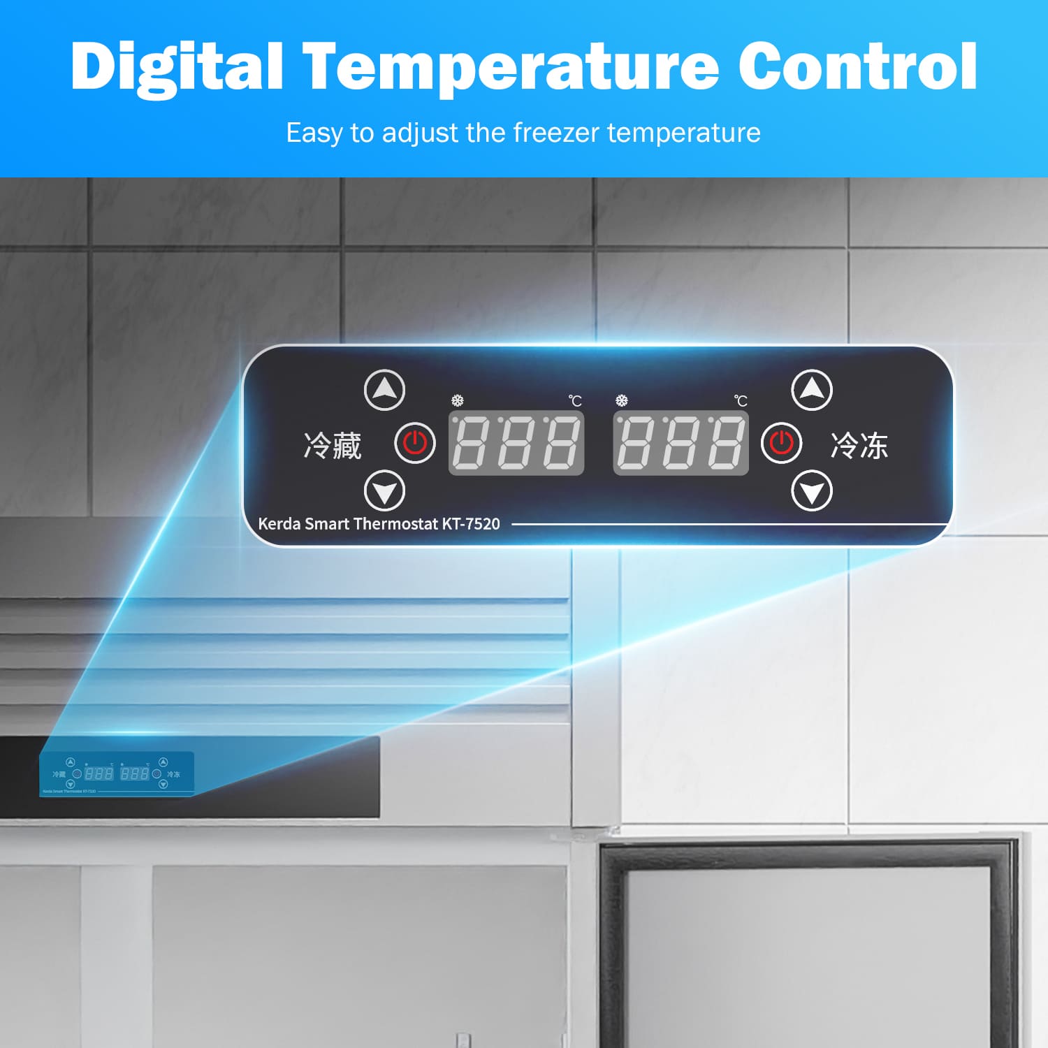 900L Commercial Solid Door Reach-In Freezer, 300W Upright Chiller, 220V Stainless Steel Refrigeration Cabinet for Fresh and Frozen Food Storage.